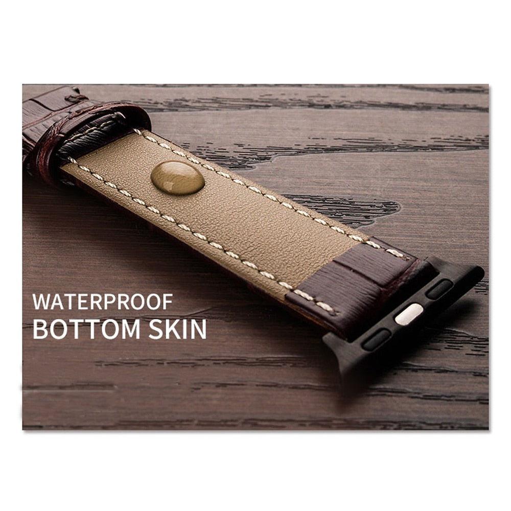 Leather watchband bracelet for Apple watch series 5 4 3 2 - Wristwatchstraps.co