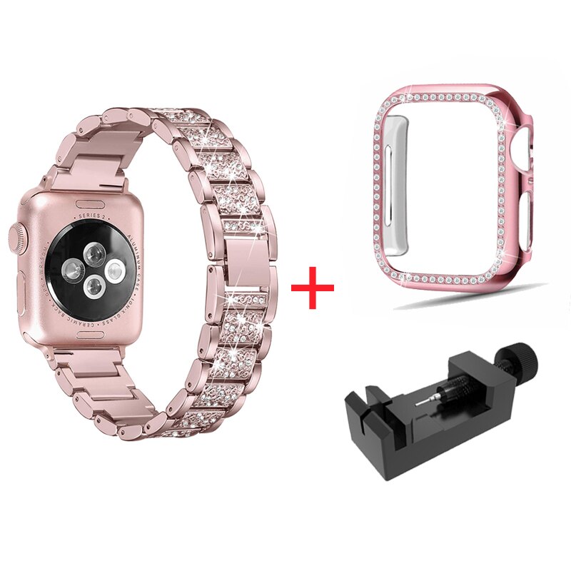 Luxury Diamond Rhinestone Crystal Stone Band + Case Combo for Apple Watch - Wristwatchstraps.co