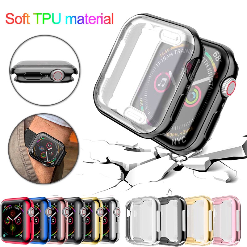 TPU Protector Watch Cover Case with Screen Protection For Apple Watch - Wrist Watch Straps