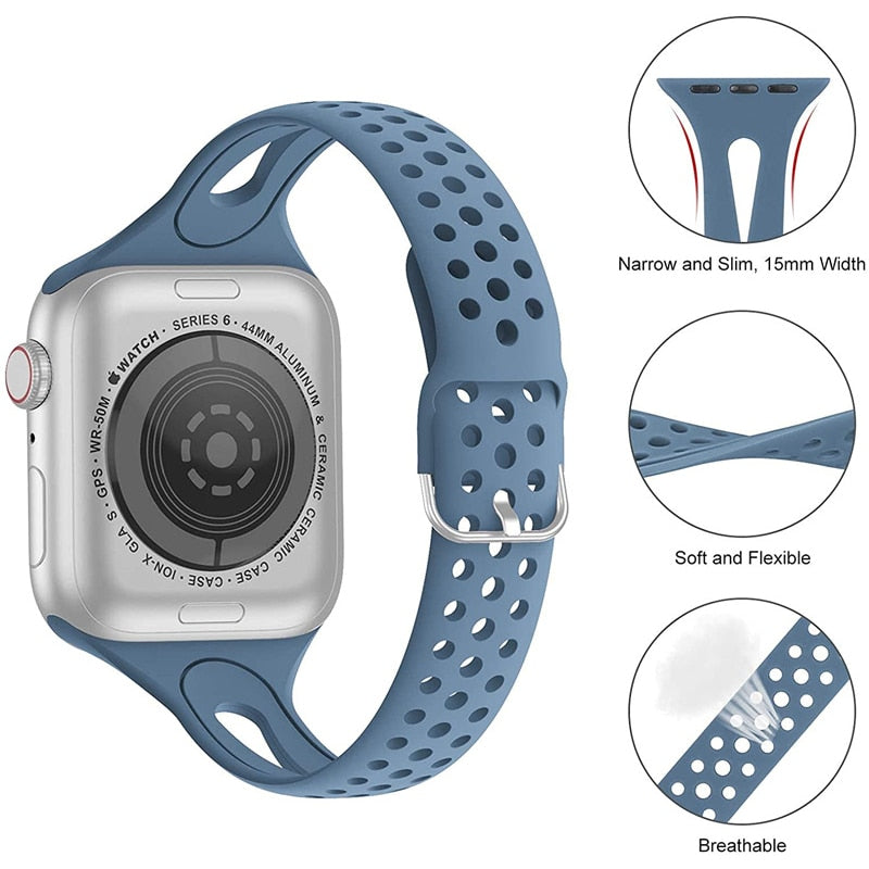 Slim Sport Silicone Strap with Buckle for Apple watch - Wristwatchstraps.co