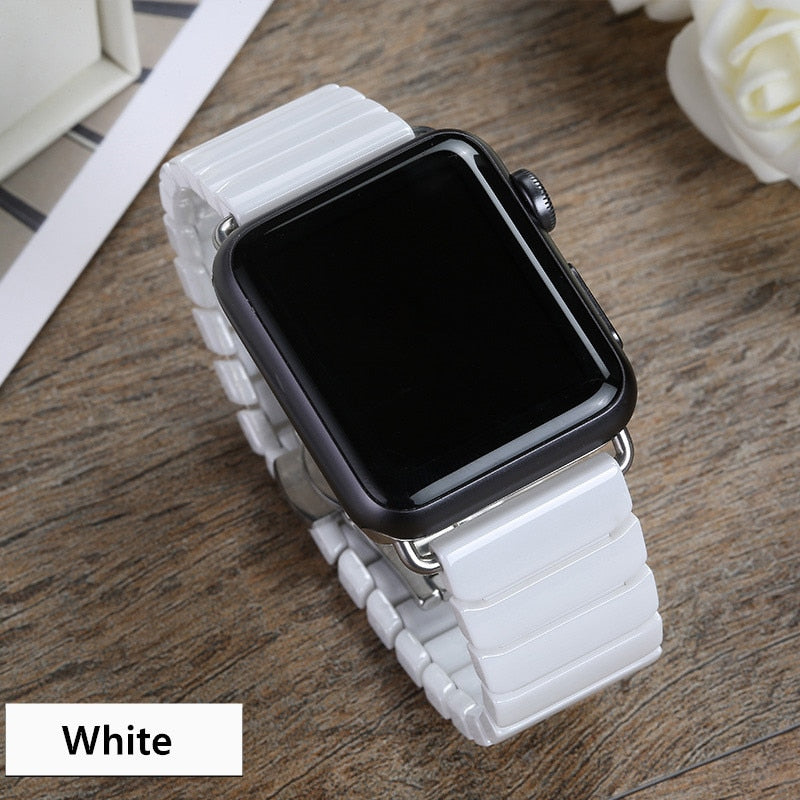 Ceramic Strap with Stainless Steel Butterfly Buckle for Apple Watch - Wristwatchstraps.co