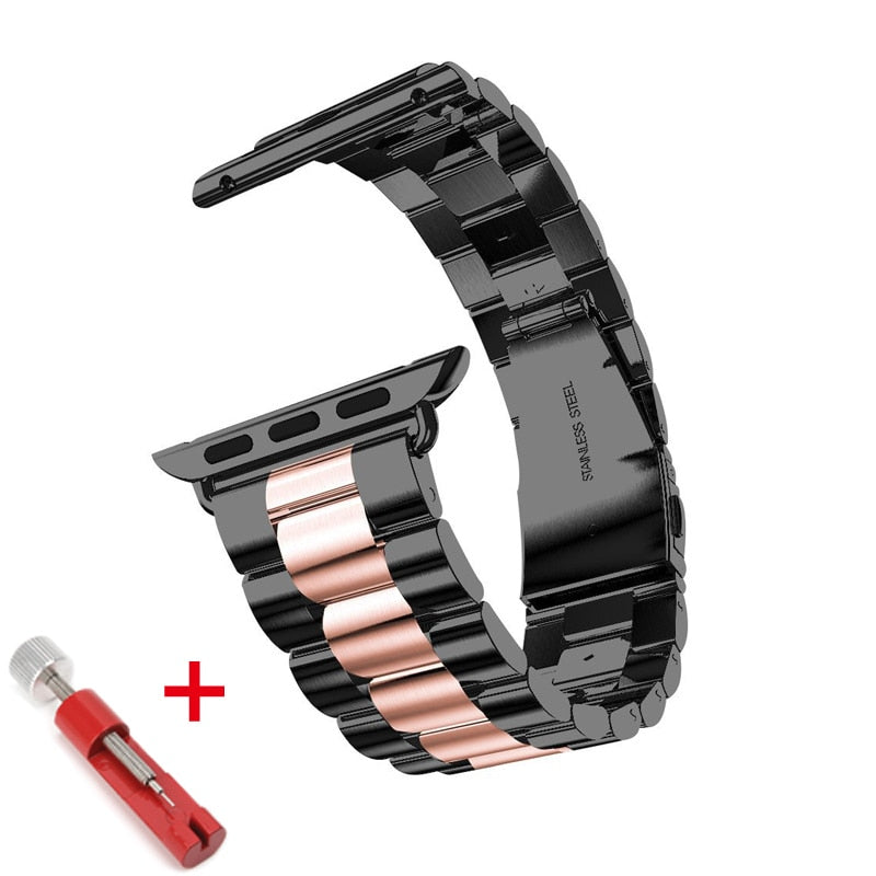 Stainless Steel Metal Bands with Folding Clasp and link tool for Apple Watch - Wristwatchstraps.co