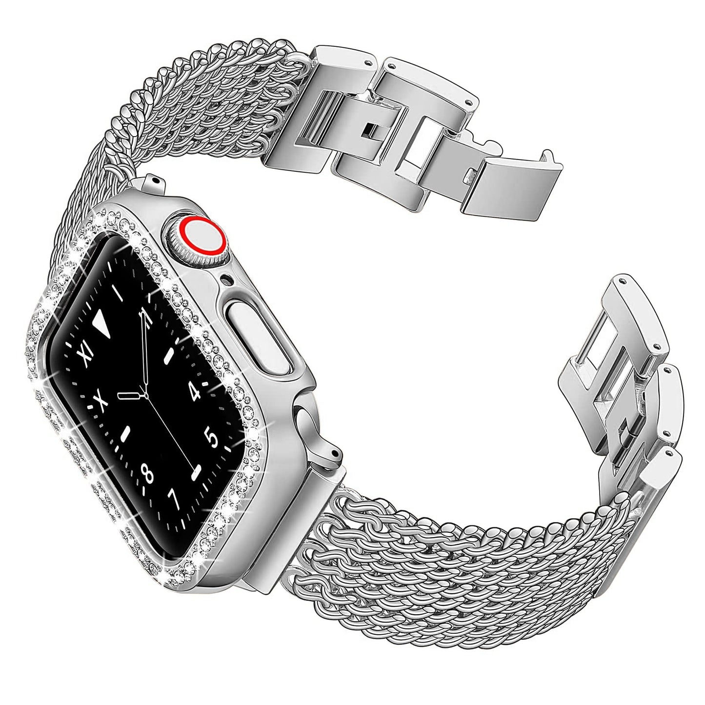 Diamond Case + Luxury Stainless Steel Strap For Apple Watch - Wristwatchstraps.co