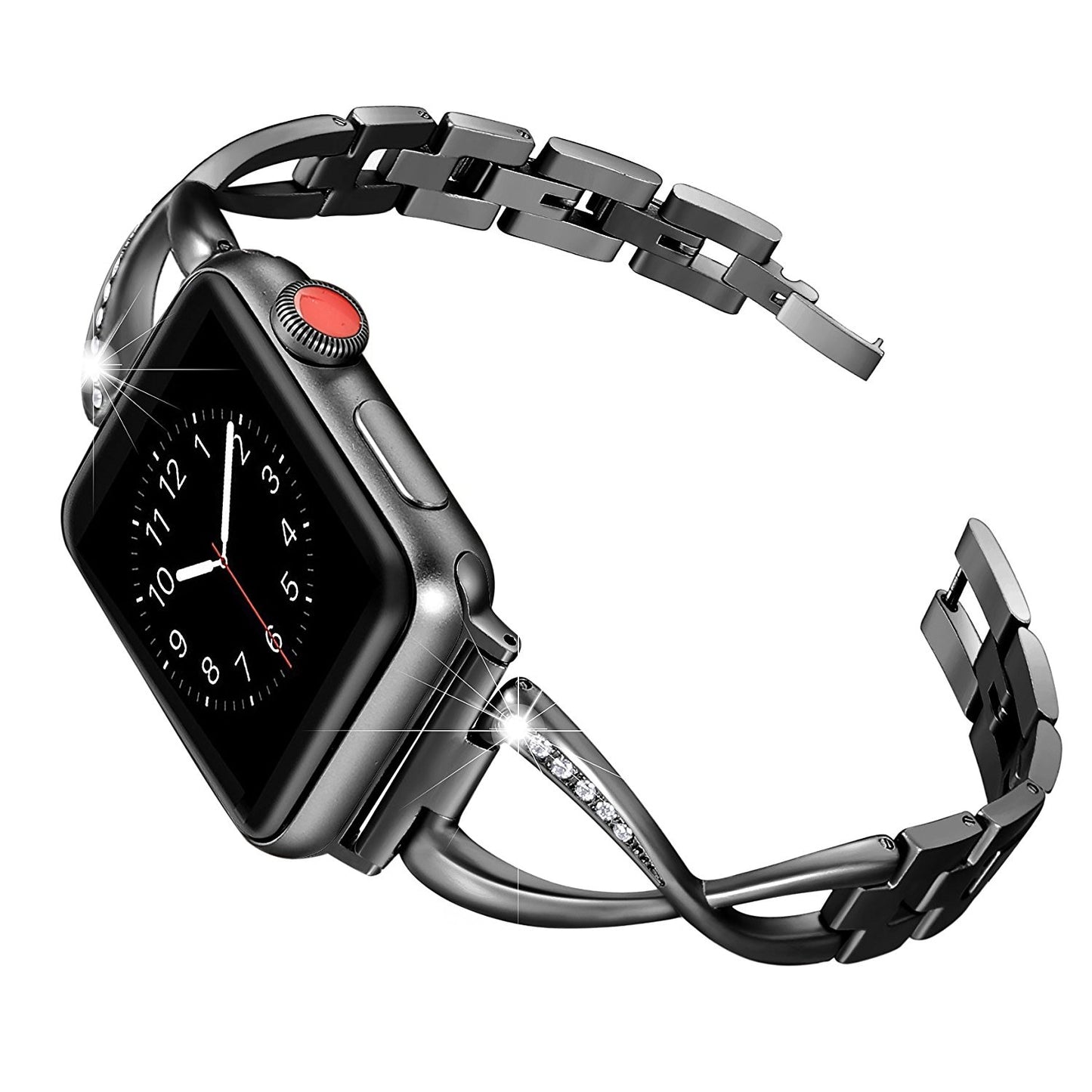 X-Link Apple Watch Stainless Steel Band Metal with Extra Bling Rhinestone - Wristwatchstraps.co