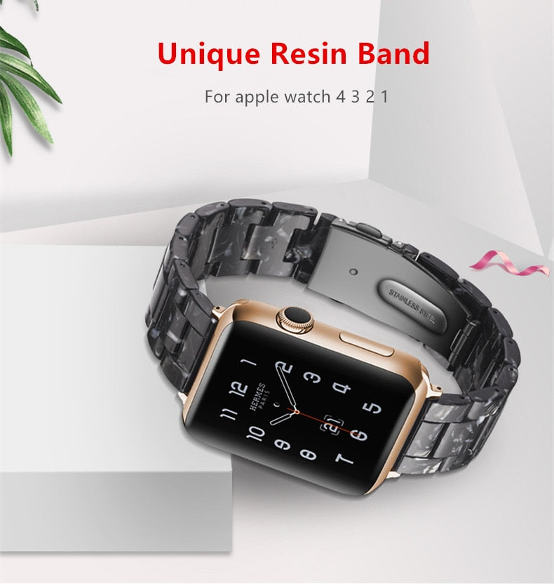 Resin Watch Strap with Stainless Steel Buckle for Apple Watch - Wristwatchstraps.co