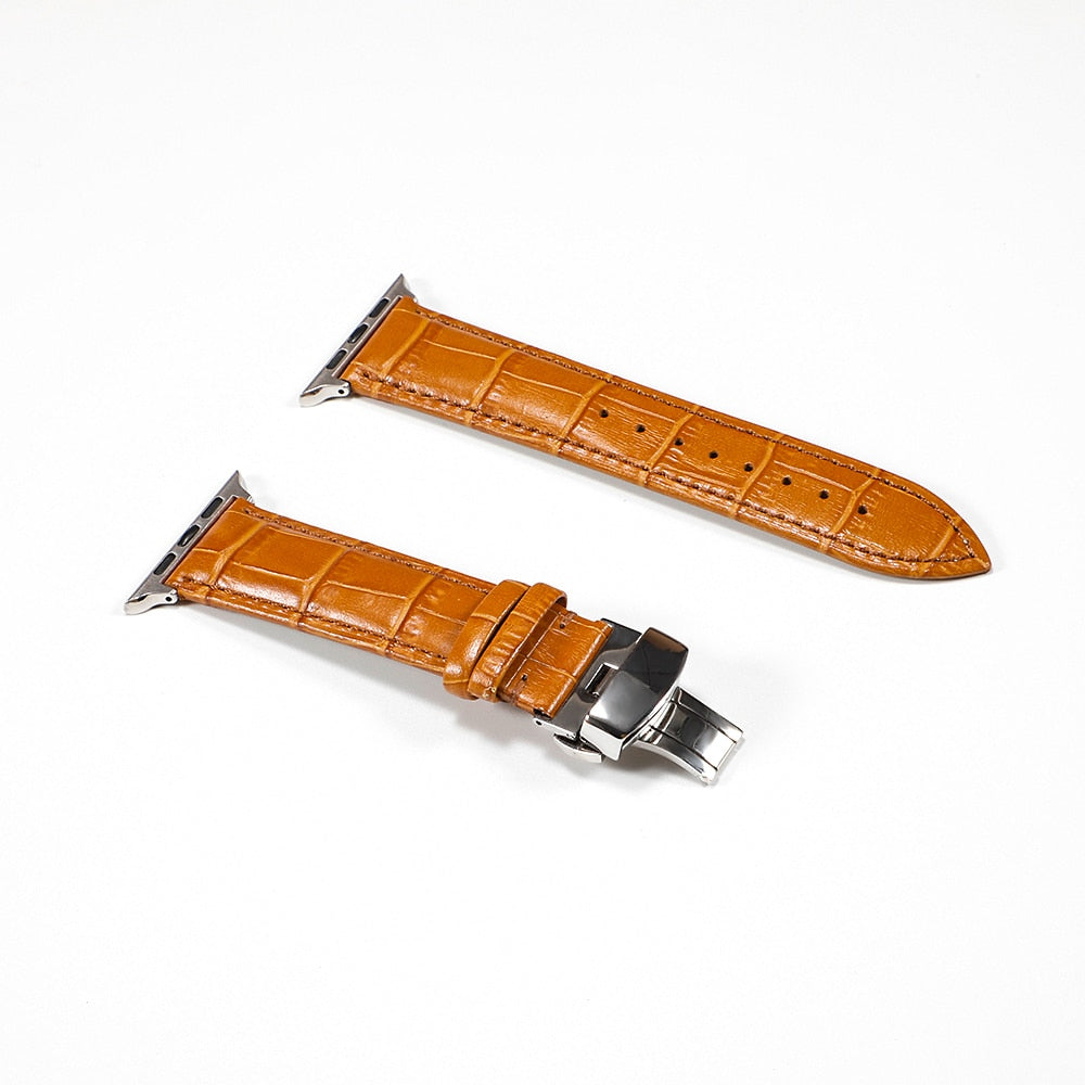 Leather watchband bracelet for Apple watch series 5 4 3 2 - Wristwatchstraps.co