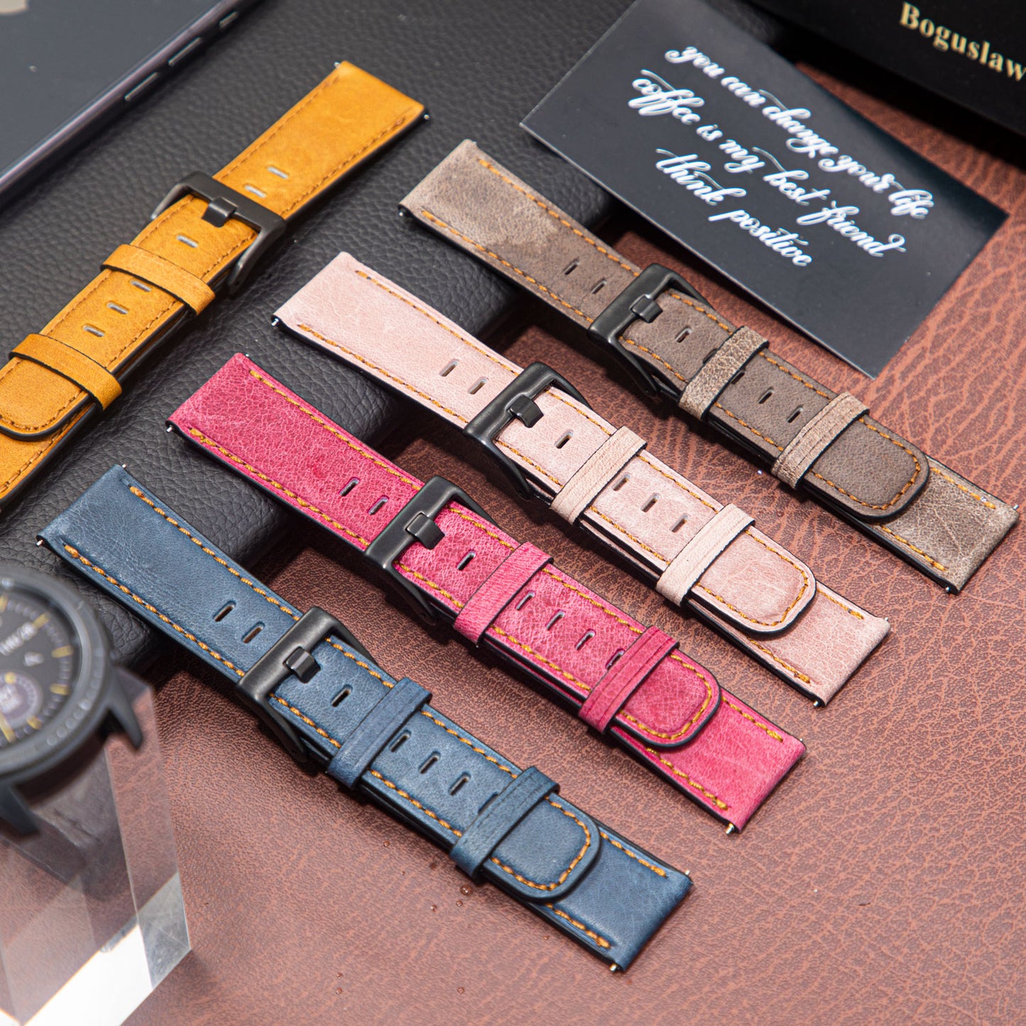 Distressed Premium 22mm Leather band For Samsung Galaxy, Huawei, And Amazfit Watch - Wristwatchstraps.co