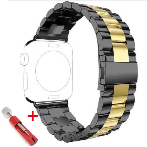 Stainless Steel Metal Bands with Folding Clasp and link tool for Apple Watch - Wristwatchstraps.co