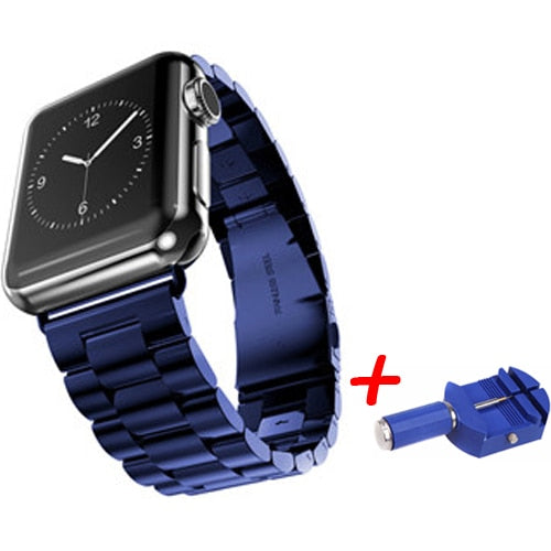Stainless Steel Metal Bands with Folding Clasp and link tool for Apple Watch - Wristwatchstraps.co