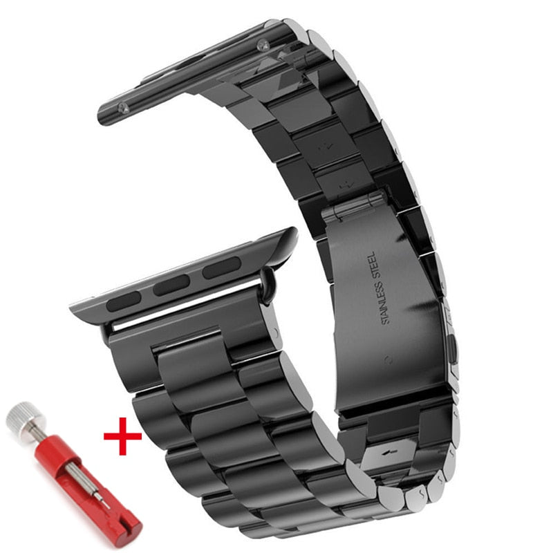 Stainless Steel Metal Bands with Folding Clasp and link tool for Apple Watch - Wristwatchstraps.co