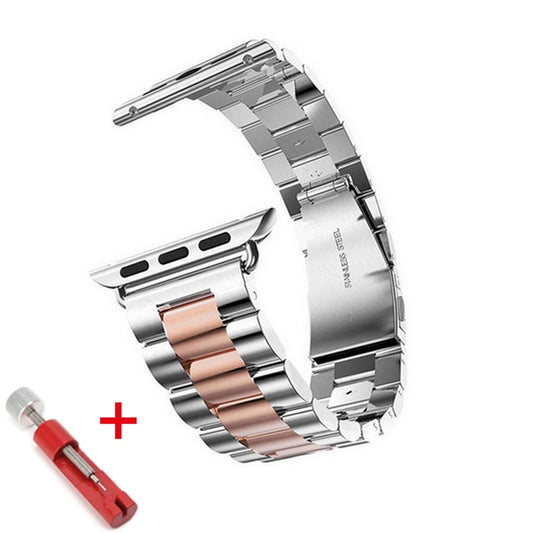 Stainless Steel Metal Bands with Folding Clasp and link tool for Apple Watch - Wristwatchstraps.co