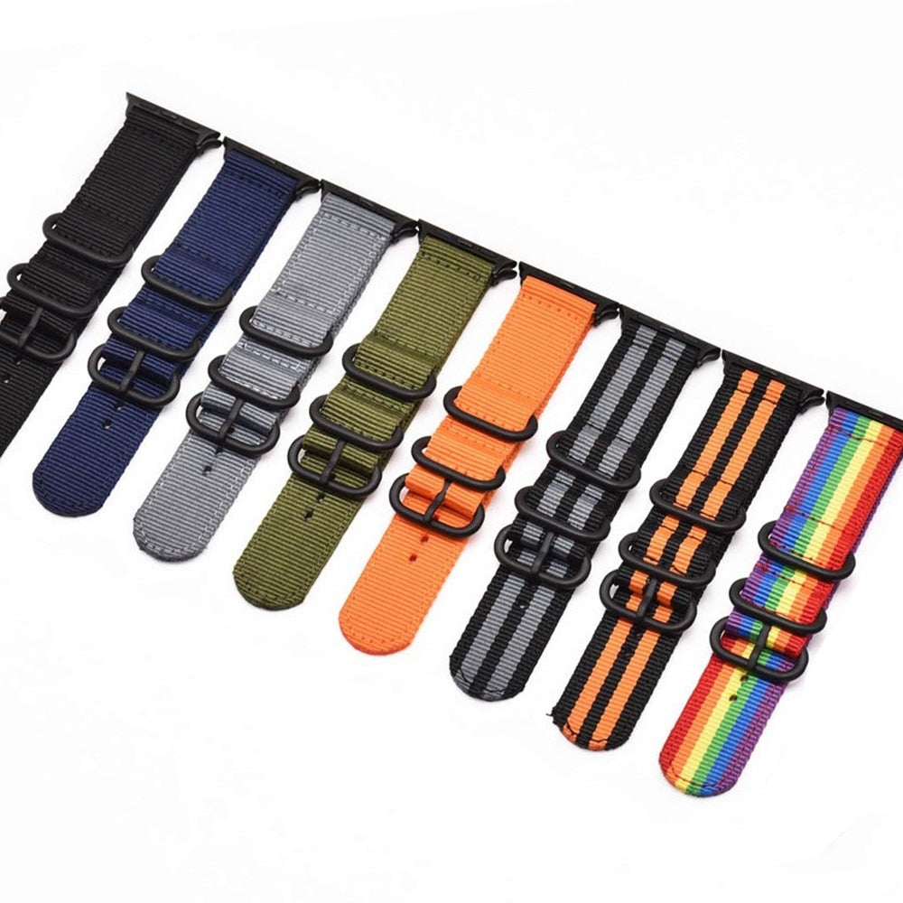 NATO Military Tactical Sports Style Nylon Straps for Apple Watch Wristwatchstraps