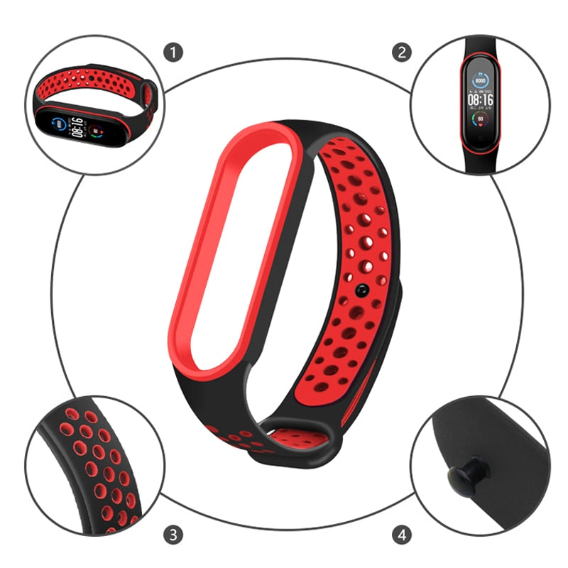 Sport Silicone Strap for Mi band 6, 5, 4, and 3 - Wristwatchstraps.co