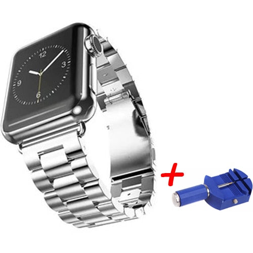 Stainless Steel Metal Bands with Folding Clasp and link tool for Apple Watch - Wristwatchstraps.co