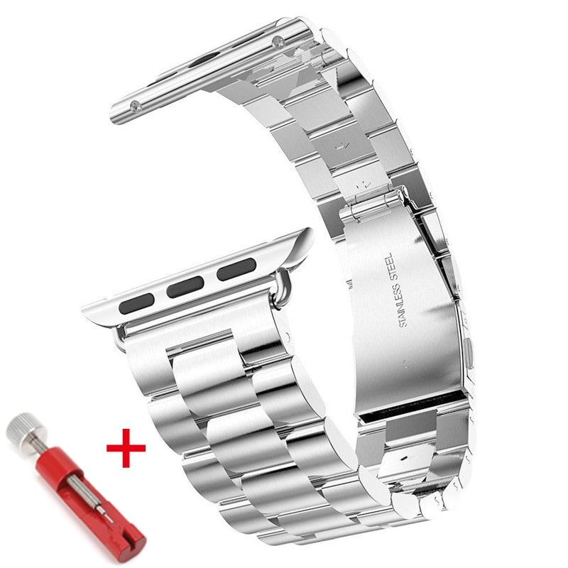 Stainless Steel Metal Bands with Folding Clasp and link tool for Apple Watch - Wristwatchstraps.co