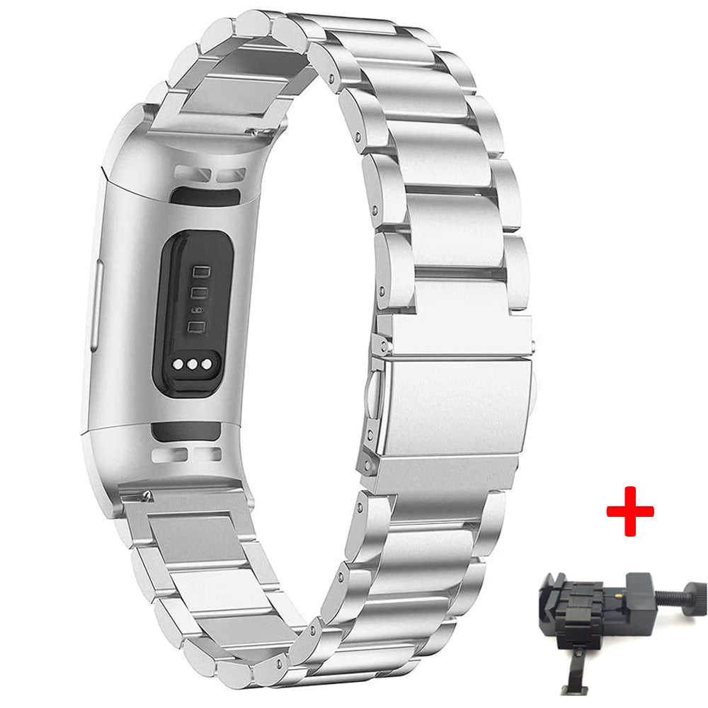 Stainless Steel Link Band for Fitbit charge 3|4 - Wristwatchstraps.co