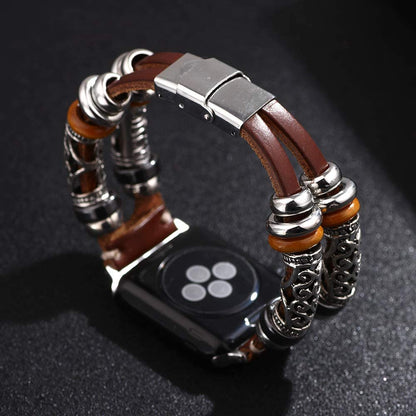 Handmade Double Tour Smart Leather Strap For Apple Watch - Wristwatchstraps.co