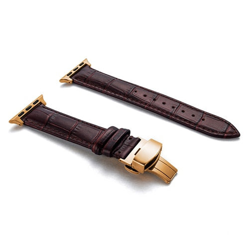 Leather watchband bracelet for Apple watch series 5 4 3 2 - Wristwatchstraps.co