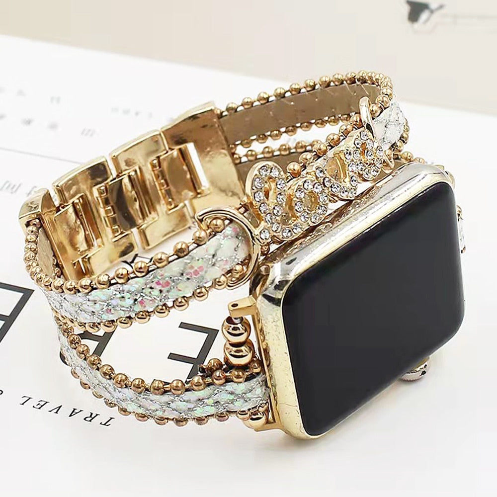 Luxury Metal Braided charm Leather bracelet for women - Wristwatchstraps.co