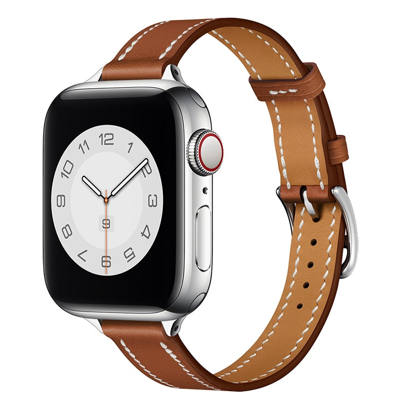 Single Tour Slim Genuine Leather strap For Apple Watch - Wristwatchstraps.co