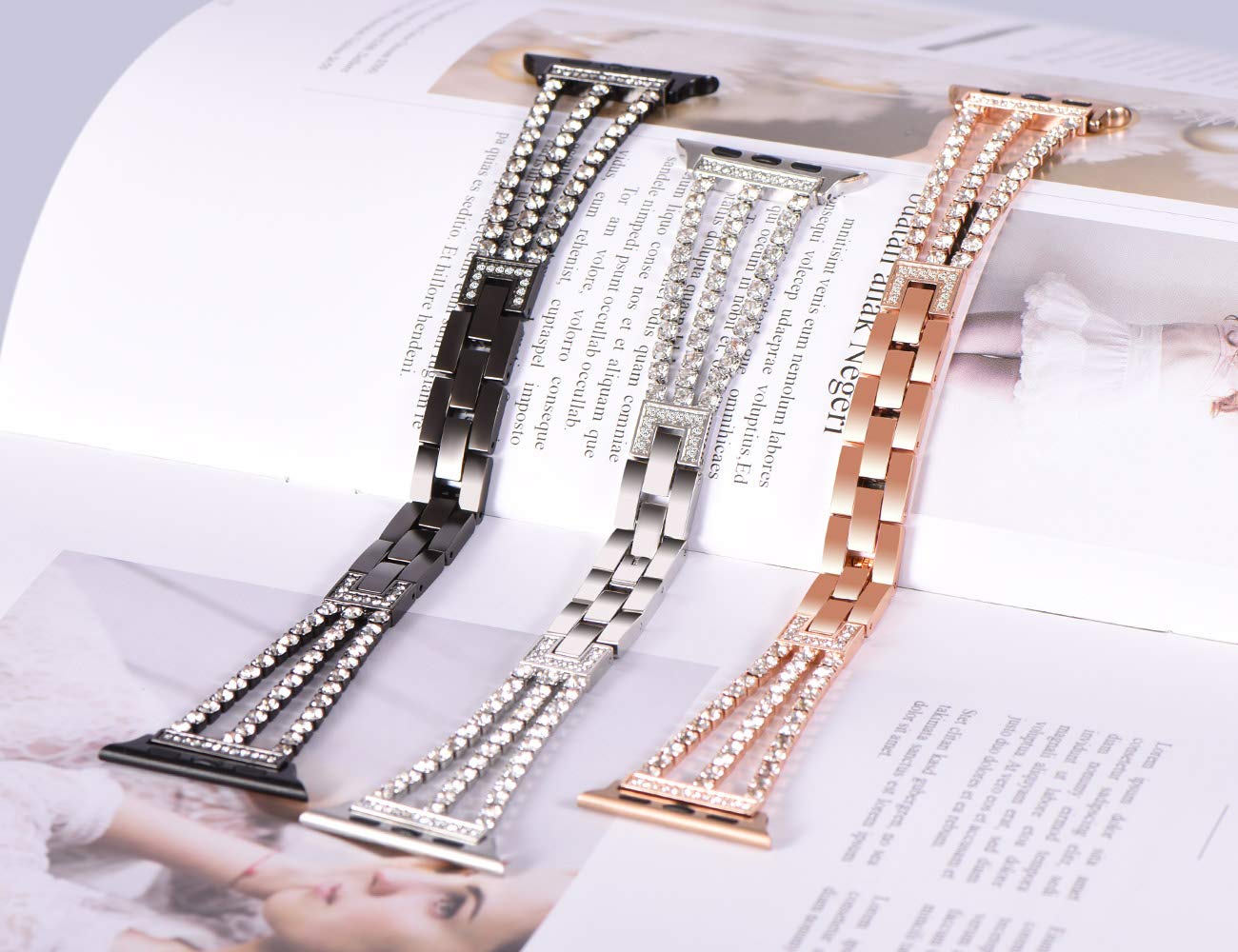 Rhinestone Diamond look Chain Band for Apple Watch Band Stainless Steel - Wristwatchstraps.co