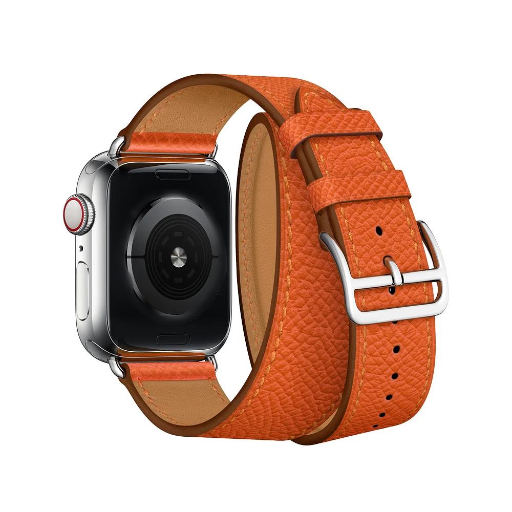 Double Tour Genuine leather Strap for Hermes, Series 1,2,3,4,5, Nike Apple Watch - Wristwatchstraps.co