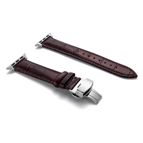 Leather watchband bracelet for Apple watch series 5 4 3 2 - Wristwatchstraps.co