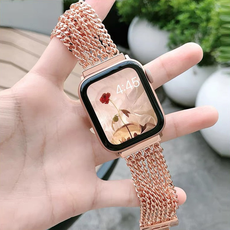 Diamond Case + Luxury Stainless Steel Strap For Apple Watch - Wristwatchstraps.co