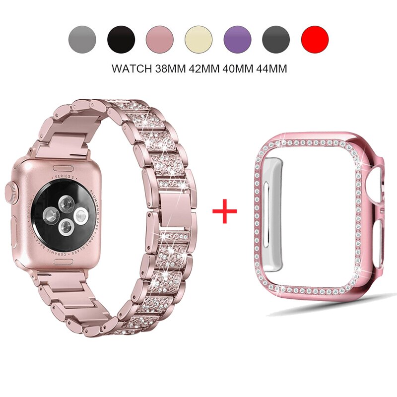 Luxury Diamond Rhinestone Crystal Stone Band + Case Combo for Apple Watch - Wristwatchstraps.co