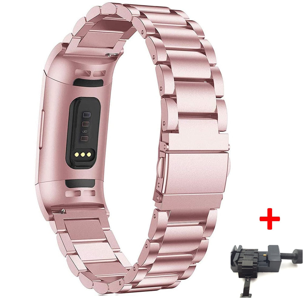 Stainless Steel Link Band for Fitbit charge 3|4 - Wristwatchstraps.co