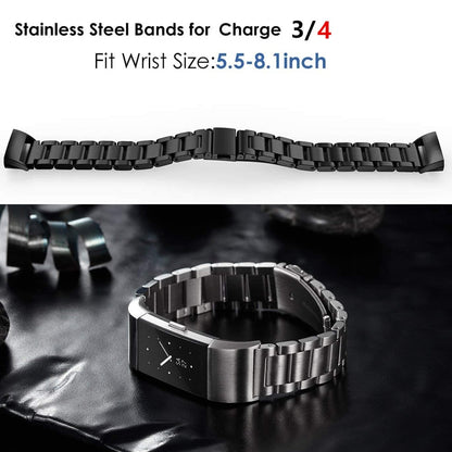 Stainless Steel Link Band for Fitbit charge 3|4 - Wristwatchstraps.co