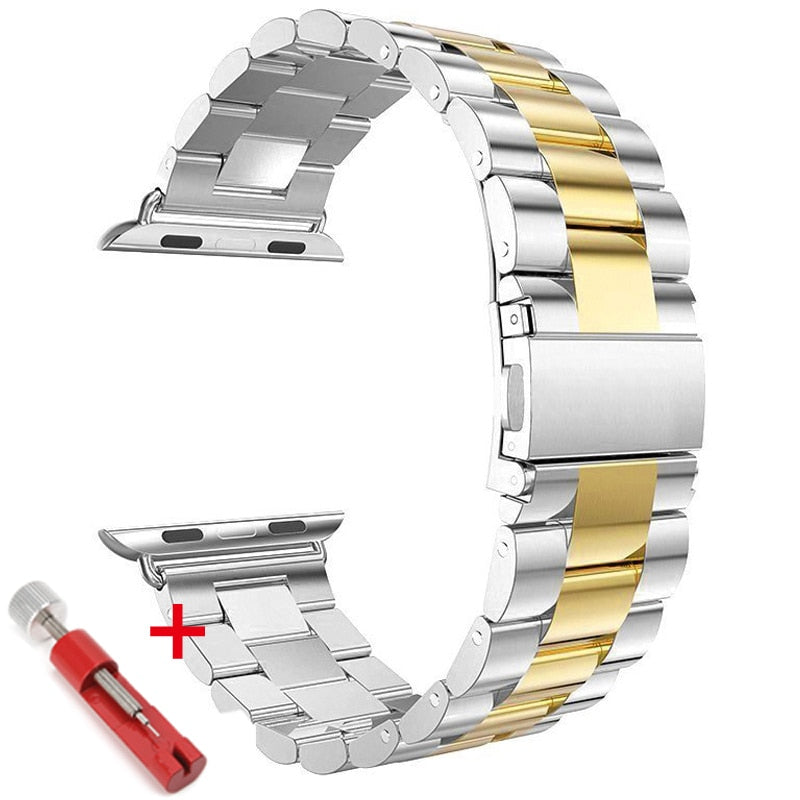 Stainless Steel Metal Bands with Folding Clasp and link tool for Apple Watch - Wristwatchstraps.co