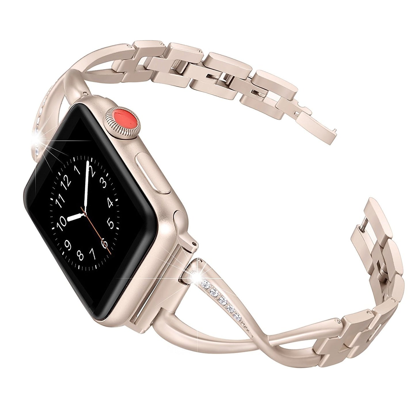 X-Link Apple Watch Stainless Steel Band Metal with Extra Bling Rhinestone - Wristwatchstraps.co