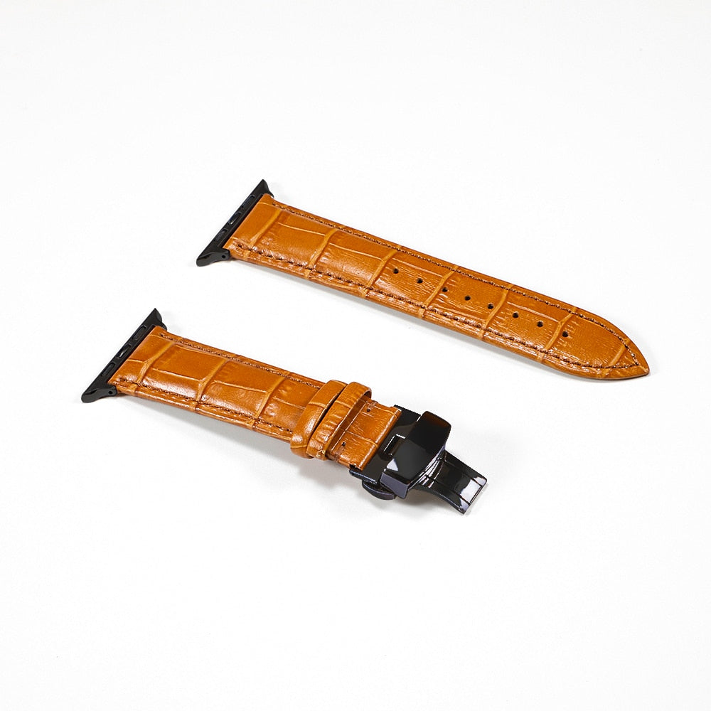 Leather watchband bracelet for Apple watch series 5 4 3 2 - Wristwatchstraps.co