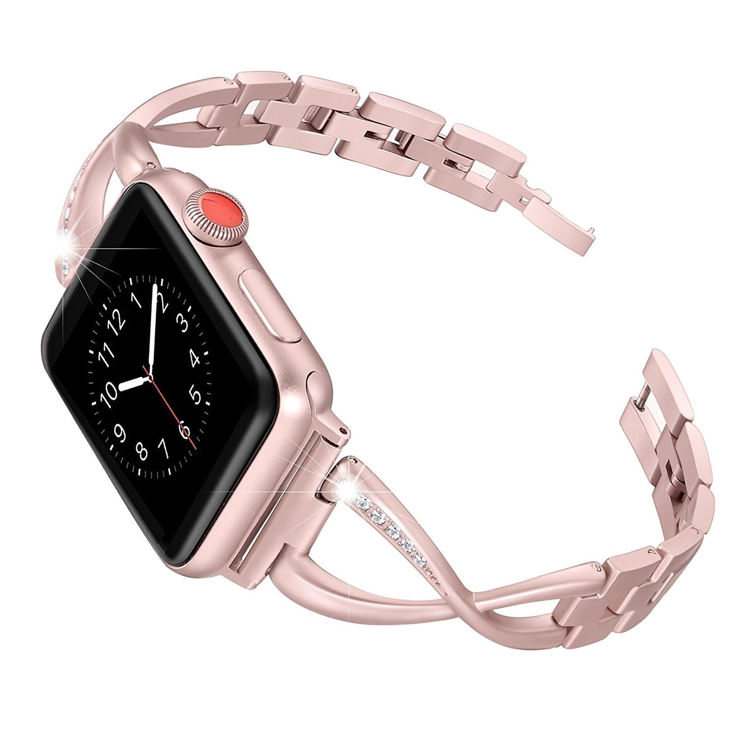 X-Link Apple Watch Stainless Steel Band Metal with Extra Bling Rhinestone - Wristwatchstraps.co