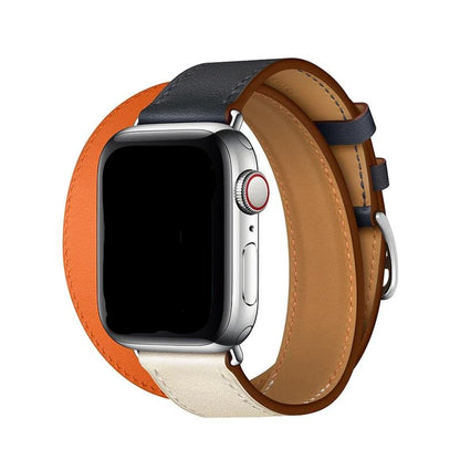 Double Tour Genuine leather Strap for Hermes, Series 1,2,3,4,5, Nike Apple Watch - Wristwatchstraps.co