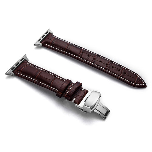 Leather watchband bracelet for Apple watch series 5 4 3 2 - Wristwatchstraps.co