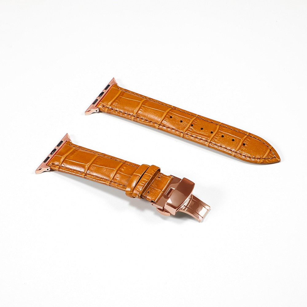 Leather watchband bracelet for Apple watch series 5 4 3 2 - Wristwatchstraps.co