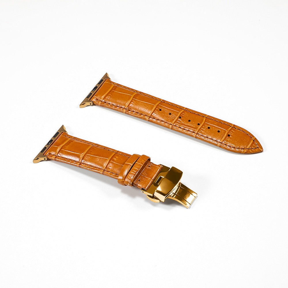 Leather watchband bracelet for Apple watch series 5 4 3 2 - Wristwatchstraps.co