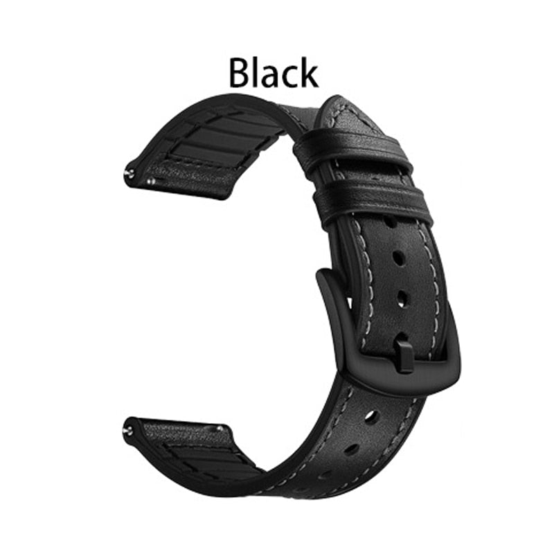 Leather and Silicone Hybrid Sweatproof Strap for Samsung Galaxy watch - Wristwatchstraps.co