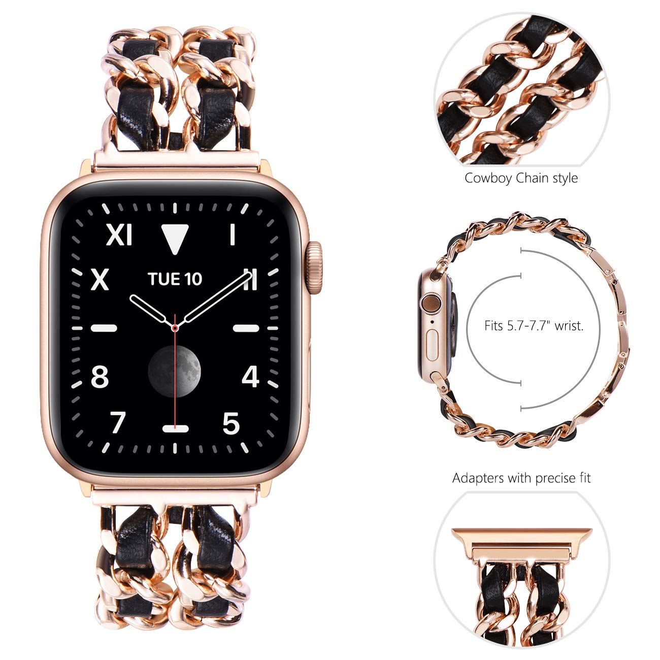 Apple Watch Band Series 7 6 5 Cowboy Chain Style Resin Steel Watchband