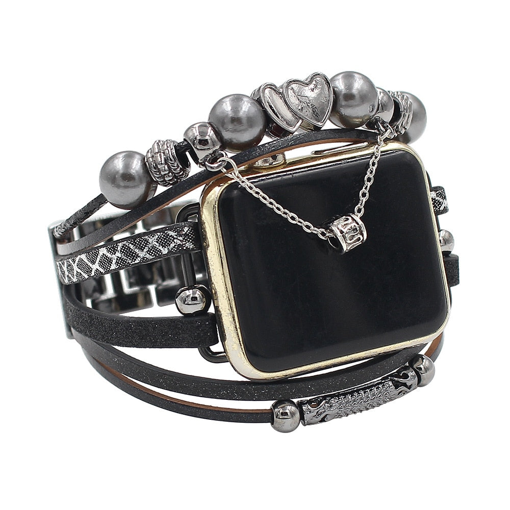 Luxury Metal Braided charm Leather bracelet for women - Wristwatchstraps.co