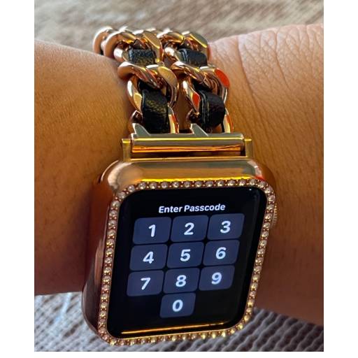Steel Chain with Leather Jewelry strap for Apple watch women - Wristwatchstraps.co