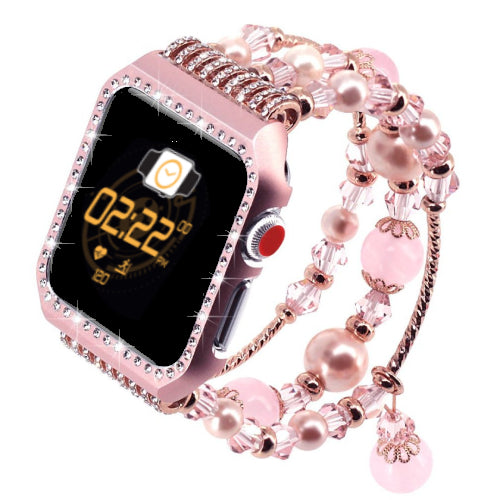 Stylish Charm Bracelet Beaded Strap and Bling Case For Apple Watch - Wristwatchstraps.co